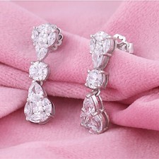 11.5 Ct Fancy Cut Simulated Diamond Teardrop Dangle Earrings Women's 925 Silver