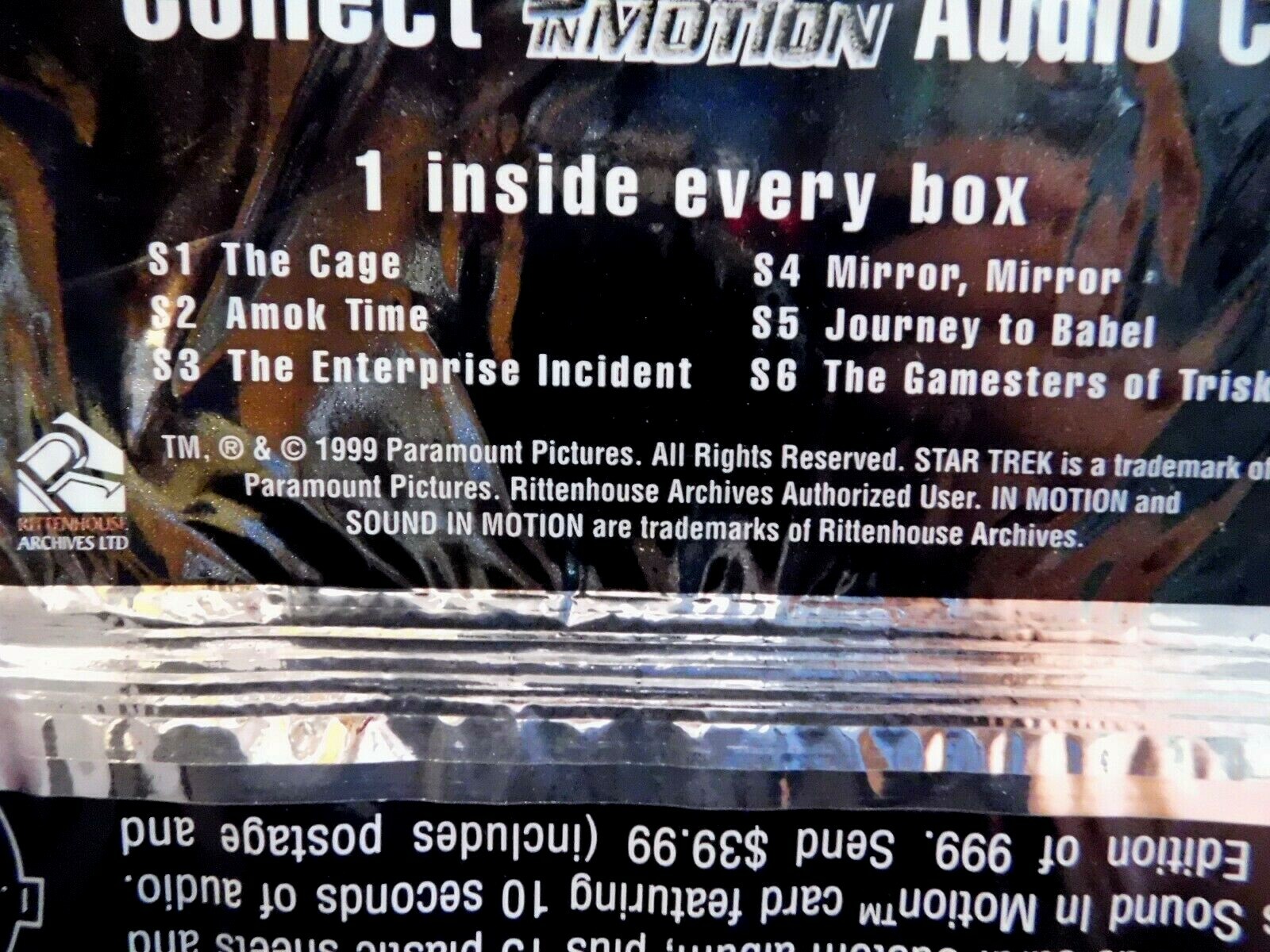 Star Trek Original Series In Motion 3 Lenticular cards Premier edition 1999 NN3 - Picture 4 of 4