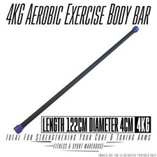 4kg Aerobic Fitness Bar Gym Weighted Body Bars Exercise Pilates Group Workout