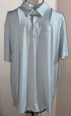 Authentic Turner Hill Performance Golf Polo Checkered Blue White Shirt Size XL