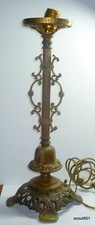 Antique Ornate Edwardian Baroque Brass Bronze Table Lamp Base 17  X 6  X 6  