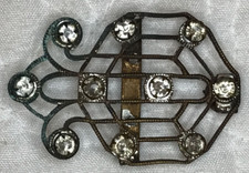 ART DECO BELT BUCKLE WITH RHINESTONES 1.75 X 1.125