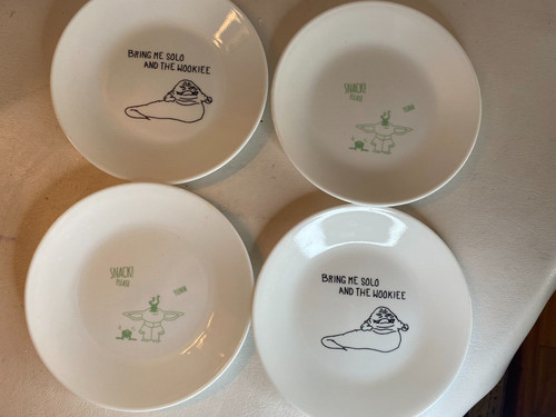 Set of 4 Corelle Star Wars 6.75" Snack Dessert Plates Lucas Films 2 designs