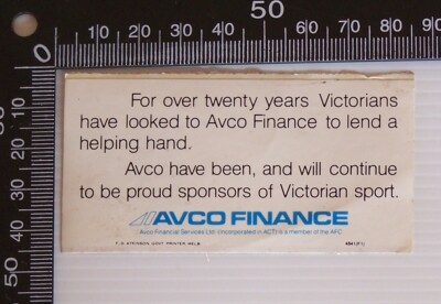 VINTAGE AVCO FINANCE AUSTRALIA ADVERTISING WINDOW POS PROMO STICKER