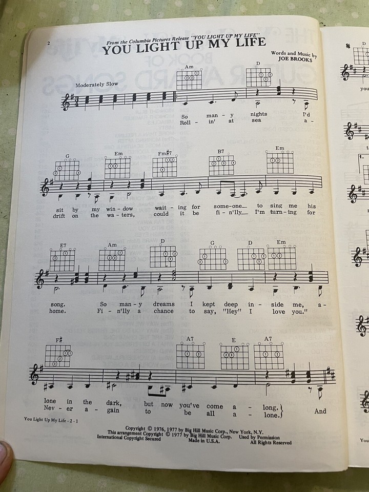 The "You Light Up My Life" Book Of Guitar Award Songs eBay