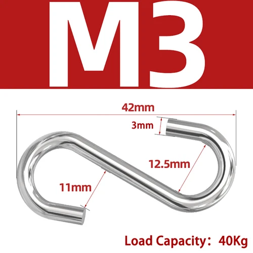 M2-M10 304 Edelstahl S Haken Küche Garten Pfanne Utensilien Aufhänger Aufhängen - Picture 8 of 13