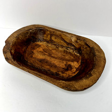 Hand Carved  Rough Hewn Solid Wood European Farmhouse Dough Bowl