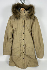 Schott Nyc Vintage Parka Coat Long Faux Fur Sherpa Lined Cream Beige Ladies M