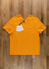 NO CUSTOMS TAX BOTTEGA VENETA Sunrise orange double V neck cotton t-shirt Medium