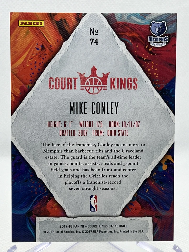 MIKE CONLEY 2017-18 Panini Court Kings Basketball #74 Base - Image 2 of 2