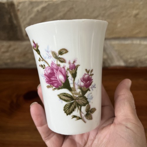 Vintage China 3 1/2” Slender Cup Pink Rose Leave Unmarked - Picture 14 of 16