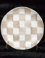 4 Brown White Checkered Melamine Appetizer Pl...