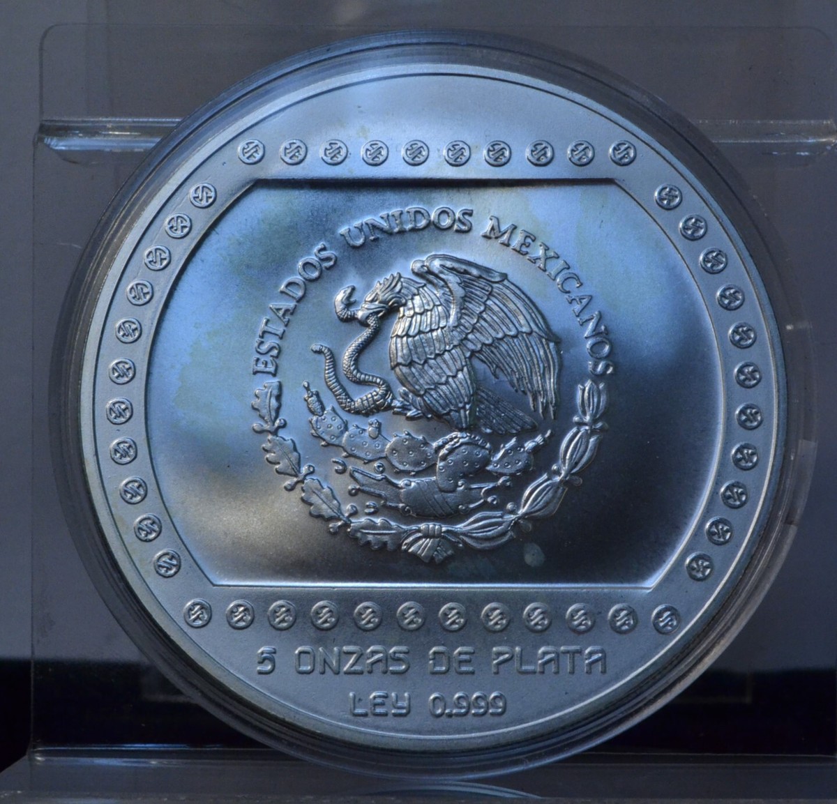 1993 N$10 5 ONZA MEXICO PIRAMIDE DE EL TAJIN 5 OZ 0.999