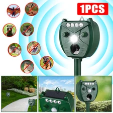 Ultrasonic Animal Repeller Solar Repellent Repel Fit Garden Cat Dog Deer Skunk