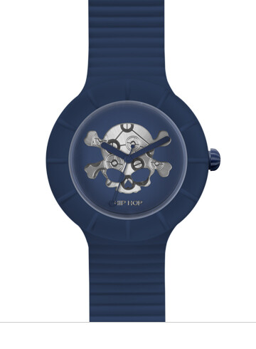 Orologio HIP HOP SKULL Large 42mm Teschio Silicone Nero Blu Gold Dorato XL - Foto 7 di 18