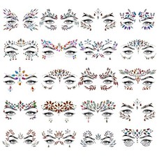 20 Sets Face Jewels Face Gems Mermaid Glitter Rhinestone Crystal Sticker Wate...