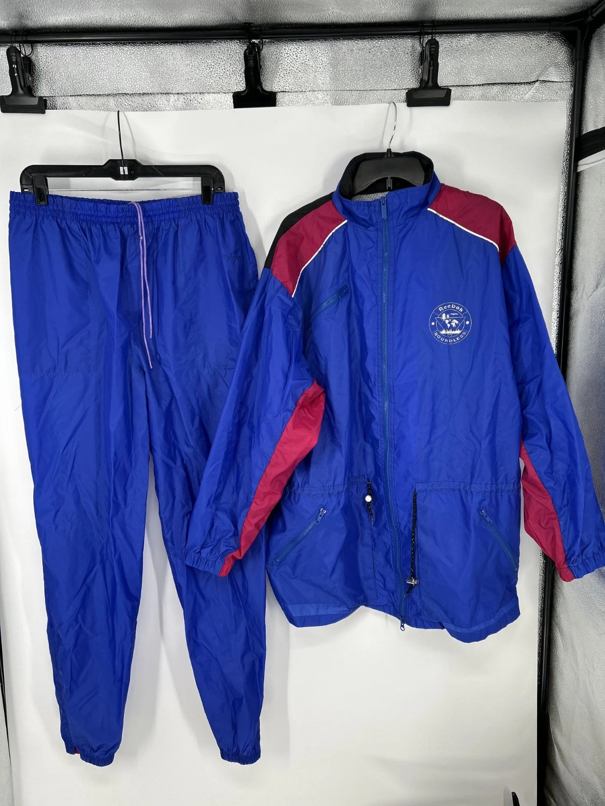 Reebok Set Windbreaker Tracksuit Rain Suit Mens Large Vintage 90s Jacket & Pants