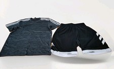 ADIDAS Basketball Boys Youth Medium Gray Shirt Climalite  Black Shorts Set