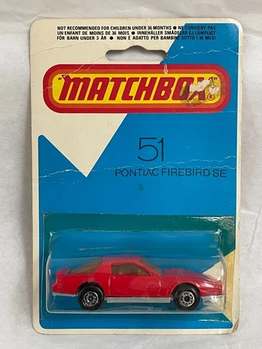 Matchbox Superfast 51 Pontiac Firebird SE AMBER GLASS Lesney England base mint