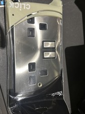 5x Click Define Twin Socket Brushed Stainless Steel 13A DP SW