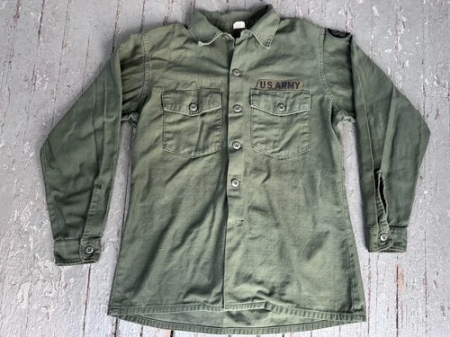 Vintage Military Shirt 16.5x34 OG-107 Type 1 Cotton Sateen Vietnam War