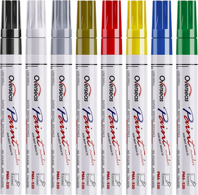 Paint Marker Pens - 8 Colors Oil Based Paint Markers, Permanent, Waterproof, Qui