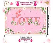 Pink Love Valentines Backdrop for Photo- XtraLarge. 72x44 Inch Love Heart