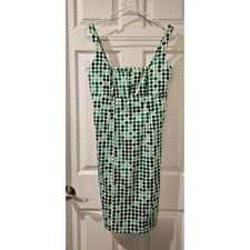 Calvin Klein Green Polka Dot Sheath Dress Women's 8 Cotton Blend Career Party