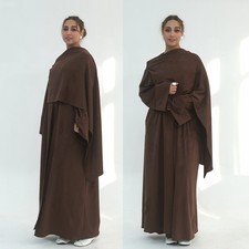 Open Kaftan Abaya Muslim Women Long Dress Kimono Cardigan W/scarf Ramadan Dubai