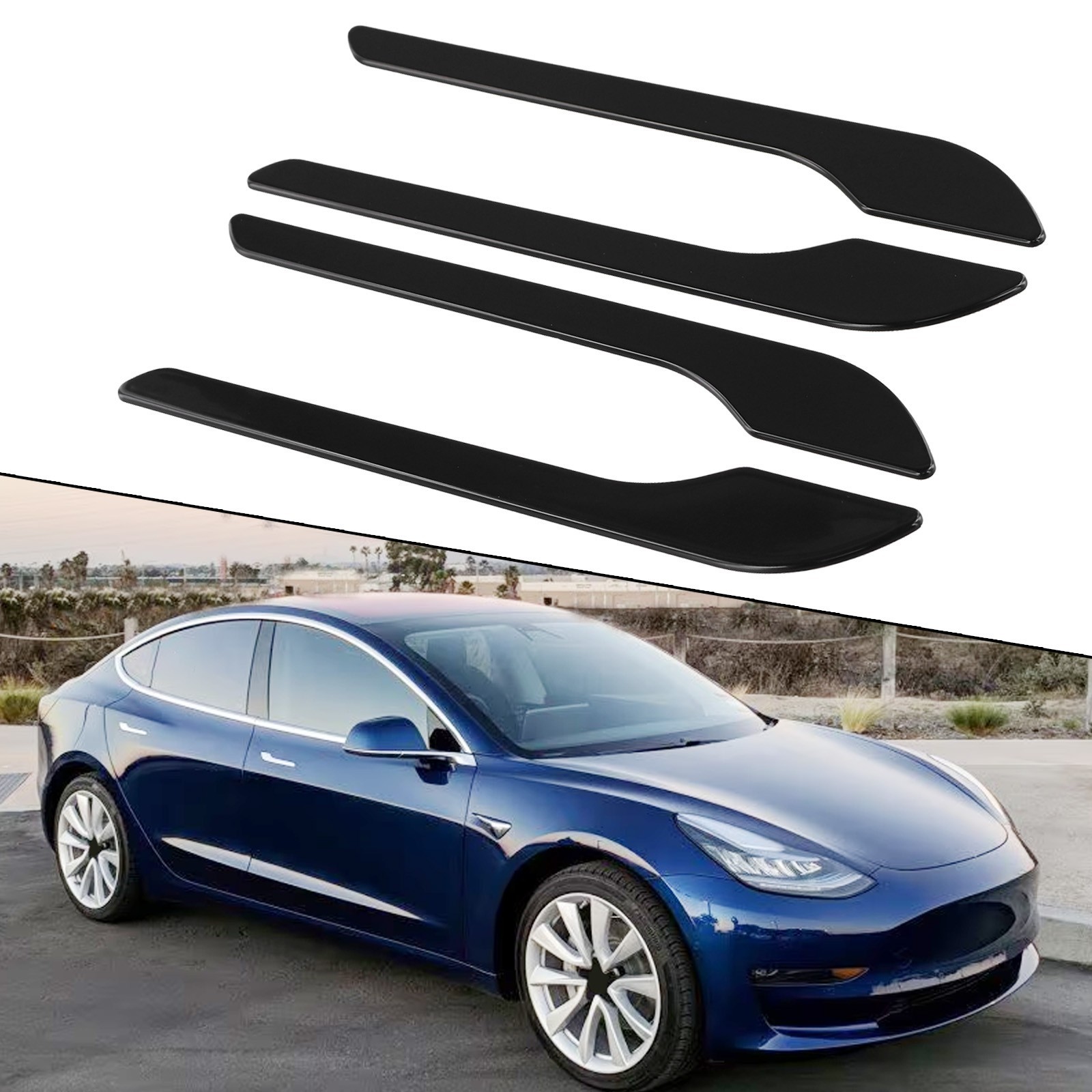 ABS Door Handle Cover Trim Kit for For TESLA Model 3 and Y Gloss Black