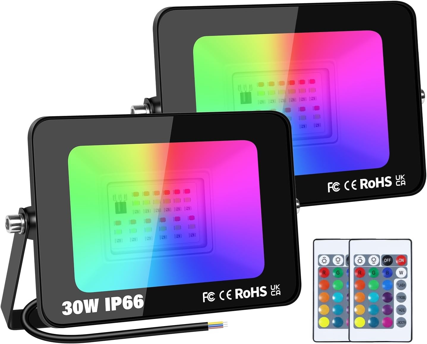 Faretti LED Esterni RGB 30W con Funzione Memoria: Kit 2 Proiettori Giardino