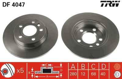 2x TRW DF4047 Bremsscheibe für VW