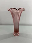 FENTON PINK  Sheffield 9x5.5” Vase 1980s Vintage Ribbed Petal Top MCM