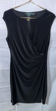 Ralph Lauren Little Black Sheath Dress Keyhole Neck Sleeveless Womens 14 NWOT