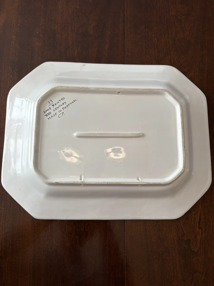 Hand-Painted Blue/White "Forest" Portuguese Faience Platter - Image 2 of 2