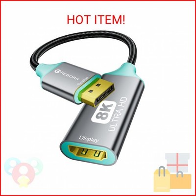Reborn DisplayPort 1.4 to HDMI 2.1 Adapter 8K@60Hz/4K@120Hz Unidirectional DP Ma