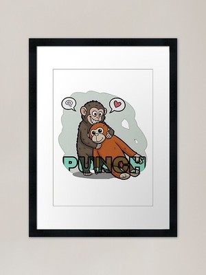 Punch monkey Framed Art Print Framed Wall Art Poster Canvas Print Picture