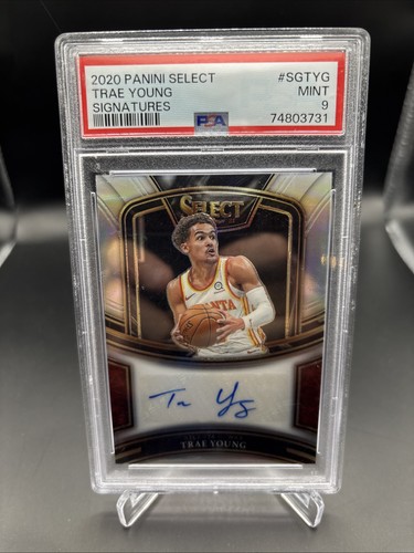 2020-21 Panini Select Trae Young Signatures Silver Prizm Auto /49 PSA 9 HAWKS