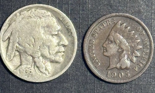 1905 1 Cent Indian Head And 1936 D Buffalo Nickel Vintage Beautiful Coins. - Picture 10 of 12
