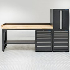 Datona  Werkbank 200 cm + Bambus-Arbeitsplatt...