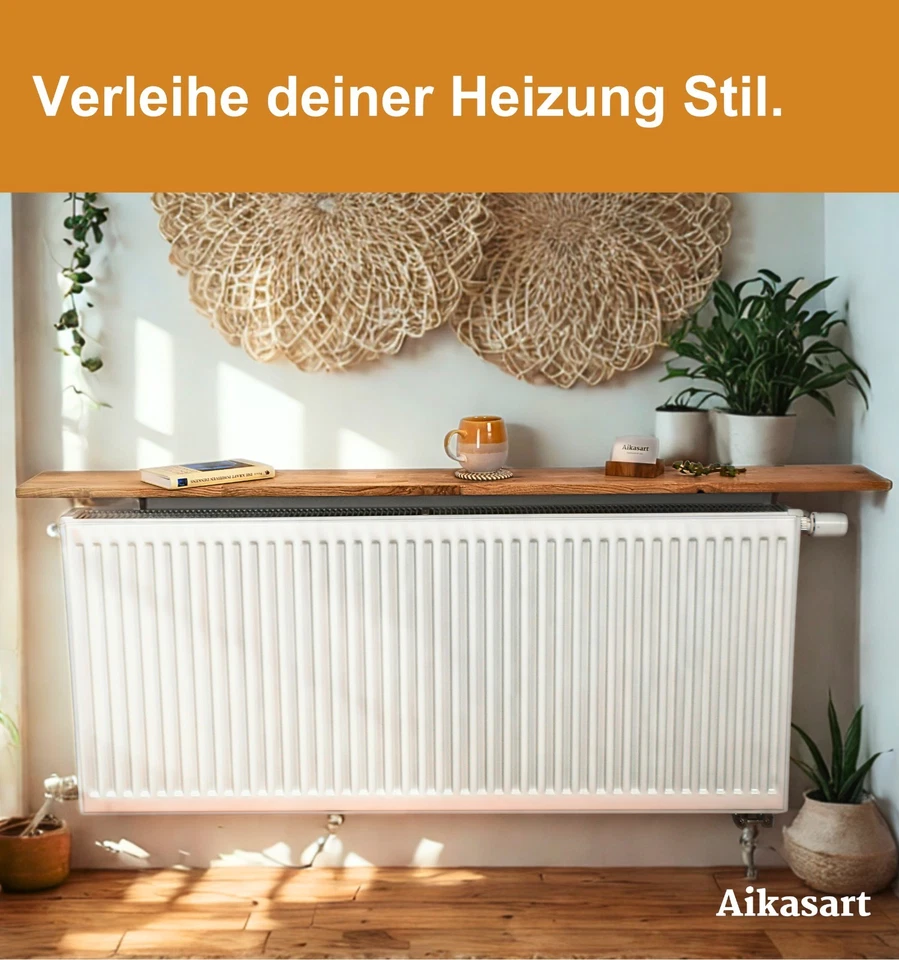 Aikas Art Heizkörperregal Eiche Echtholz, Ohne Bohren - Einfache Montage - Bild 2 von 4
