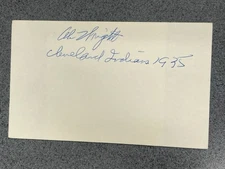 Albert (Al) "Ab" Wright autographed 3 x 5 index card MLB Guaranteed Pass