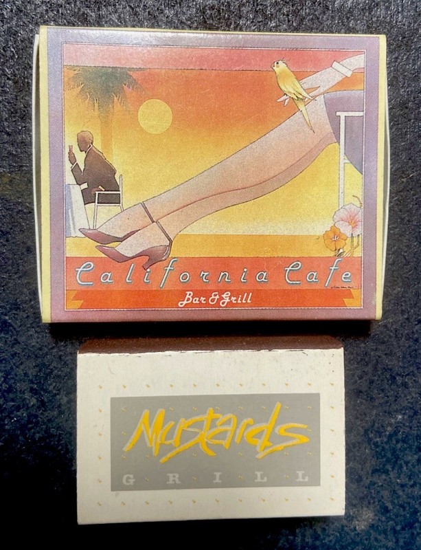 CALIFORNIA CAFE BAR GRILL & MUSTARDS RESTAURANT 2 CA ORIGINAL SMOKERS MATCHBOX!