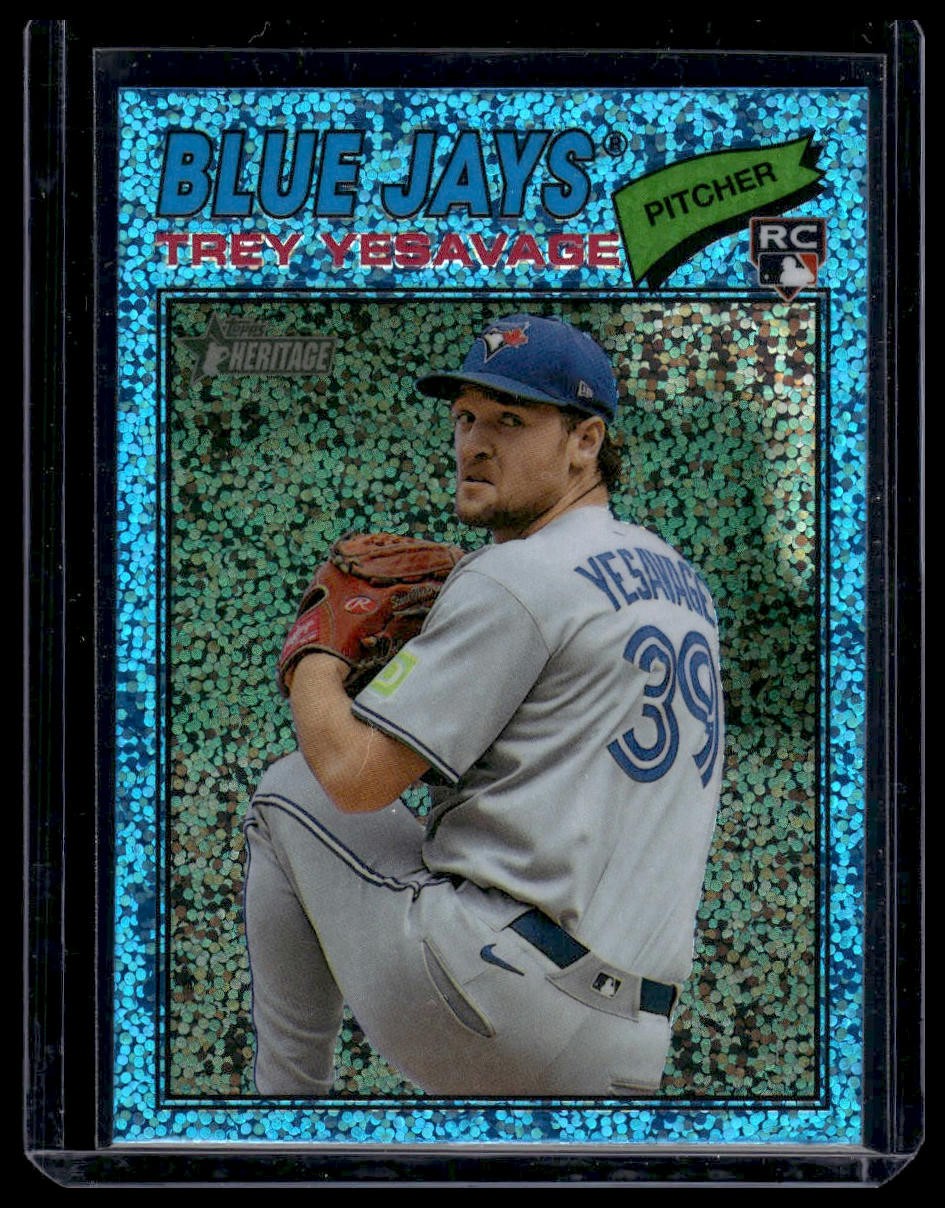 2026 Topps Heritage #245 Trey Yesavage Chrome Light Blue Sparkle Refractors