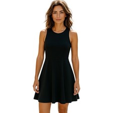 Black Sleeveless Fit and Flare Dress Little Black Dress Cocktail Party Size SP