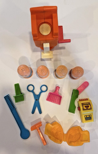1977 Kenner Fuzzy Pumper Barber Beauty Shop Play-Doh Playset Lot of 13 Pieces