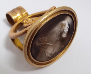 SUPERB LARGE ENGLISH ANTIQUE GEORGIAN c1830 ROLLED GOLD FILLED INTAGLIO WAX SEAL