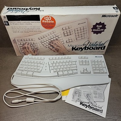 Vintage Microsoft Natural Keyboard 1997 Wired Untested w/Box 95990