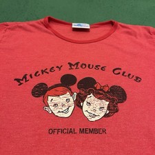 VTG 80s 90s Disney Mickey Mouse Club Official Member Womens Red Ringer T-Shirt M