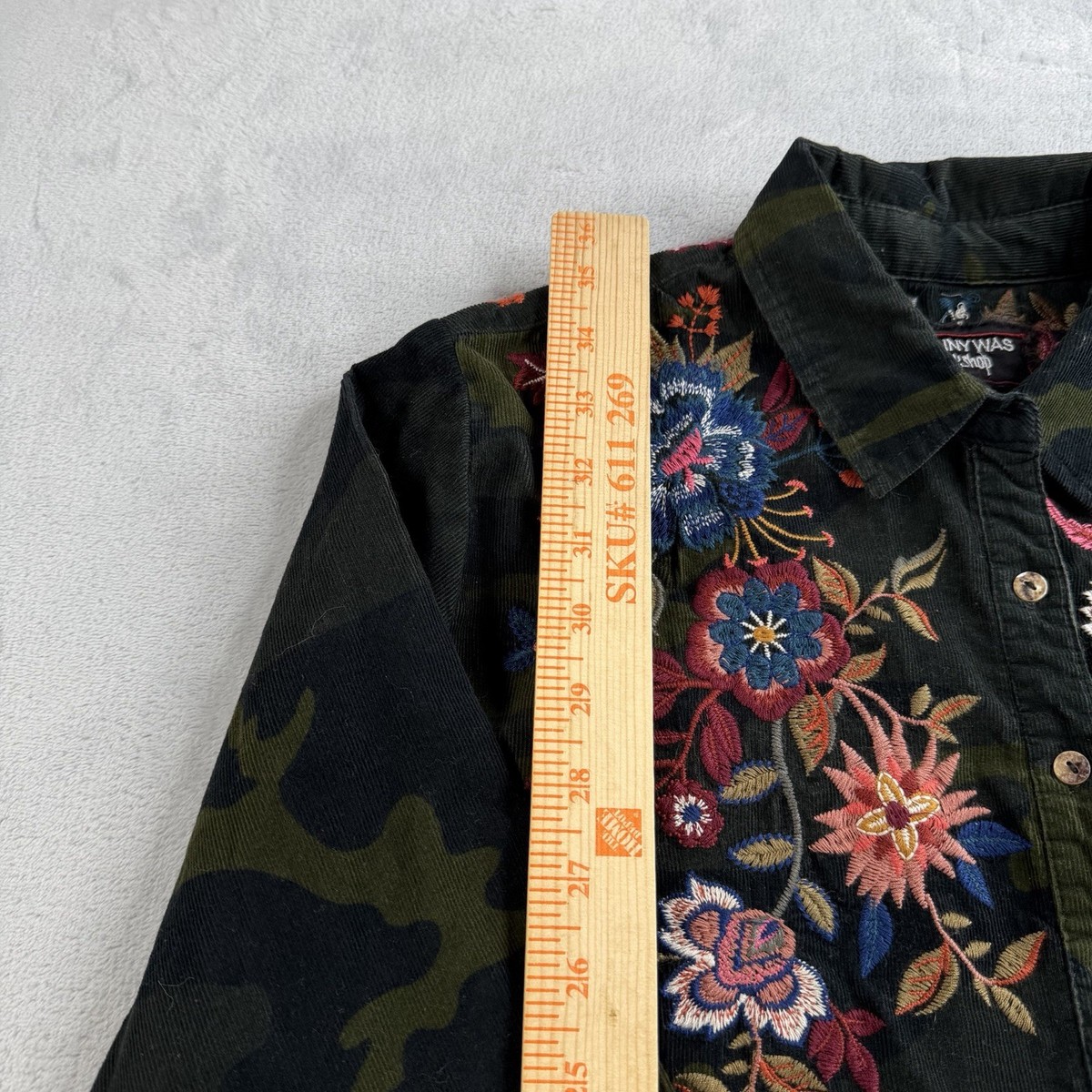 Johnny Was Tyrell Tunic Dress Women’s M Camo Floral Embroidery Corduroy View 5